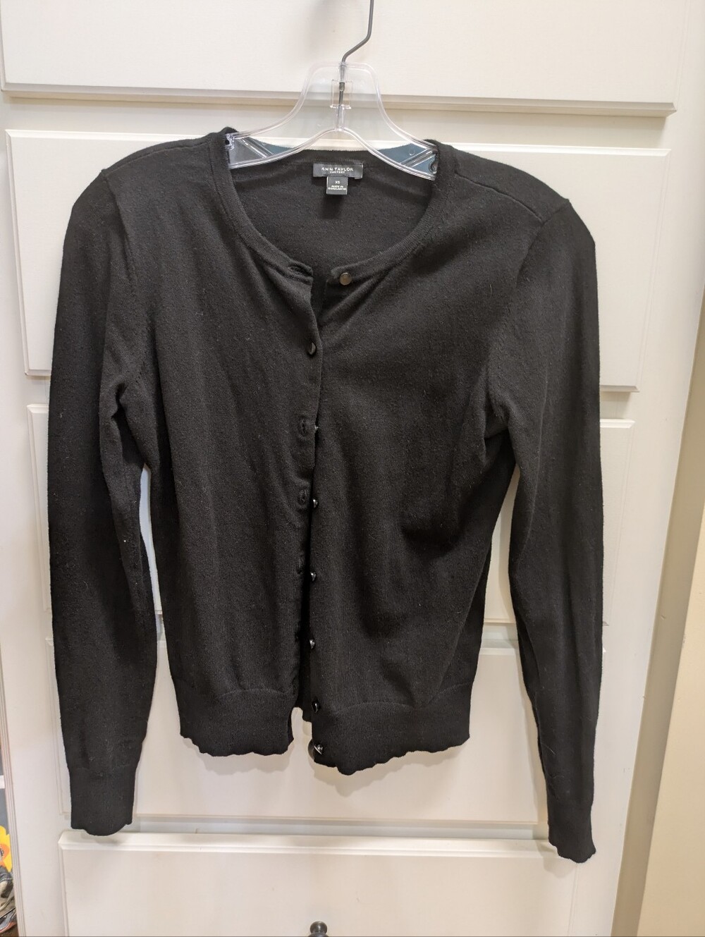 Anne Taylor Factory Black Classic Button-Front Cardigan, XS, Great Condition